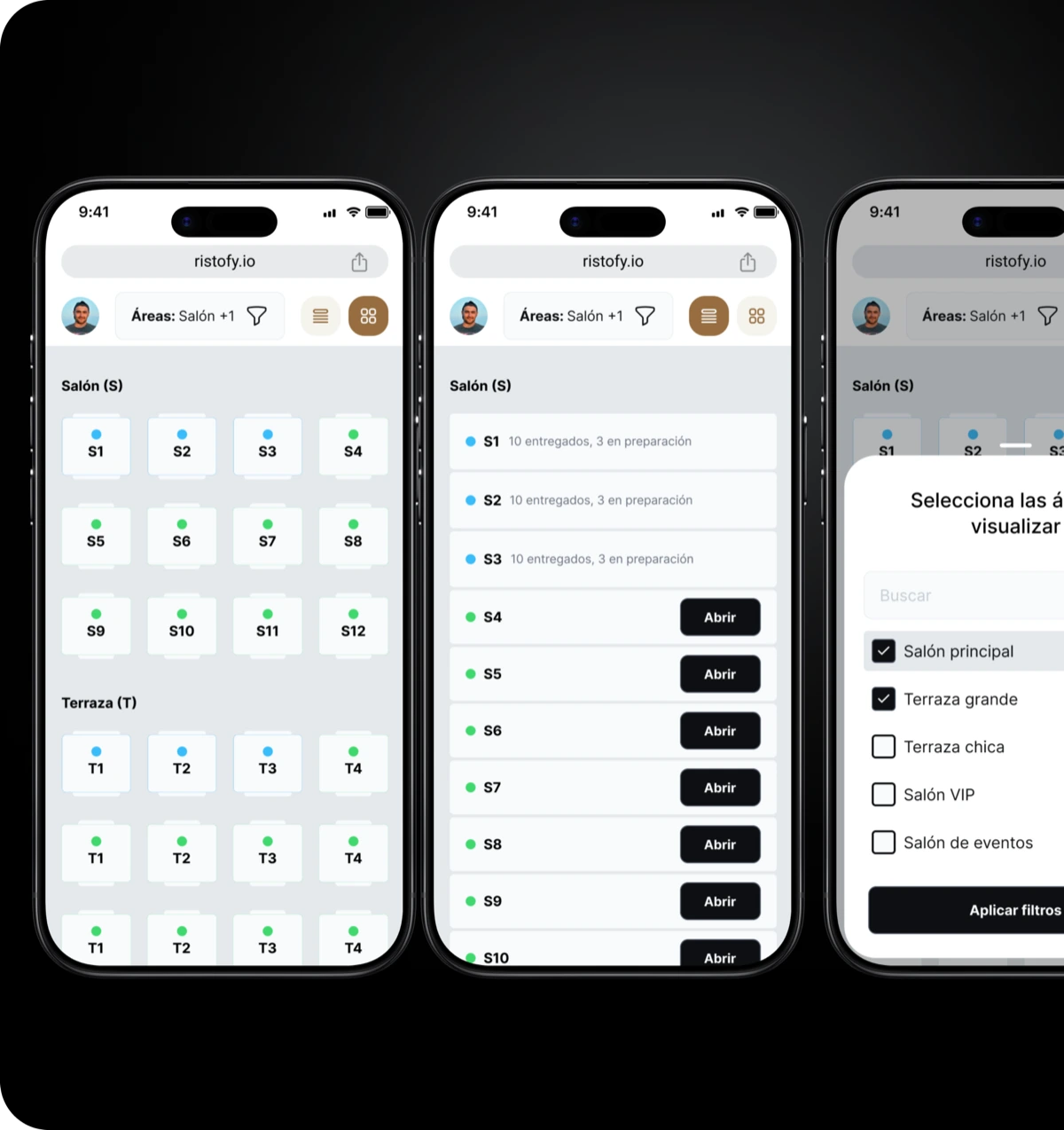 Perfil público del restaurante con galería, rating y horarios